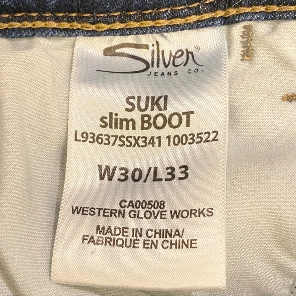 Silver Jeans 30 (US 8) Suki Slim Boot Jeans Low Rise Womens Stretch
